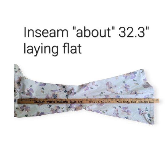 Free People Cream Lavender Floral Bohemian Flare Jeans Size 28 Phoebe Buffay - Picture 8 of 14